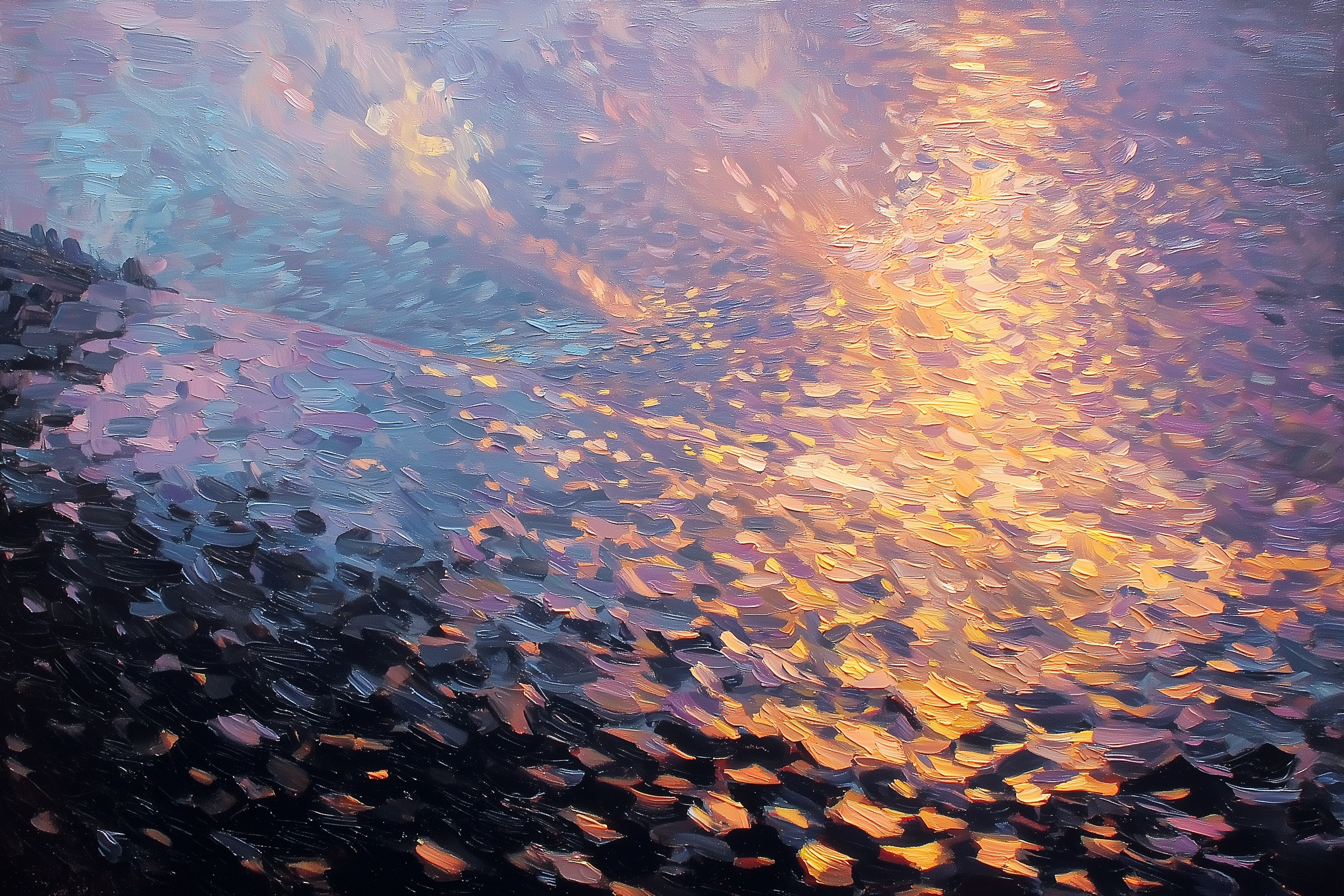 Abstract impressionist painting of light becoming signal